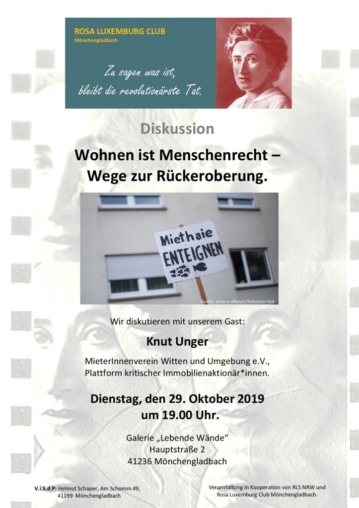 RLC Plakat Grundrecht auf Wohnen, 29.10.19